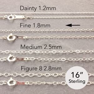 16” Dainty Silver Necklace, sterling silver, chain necklace, thin (30-1sd-sp)